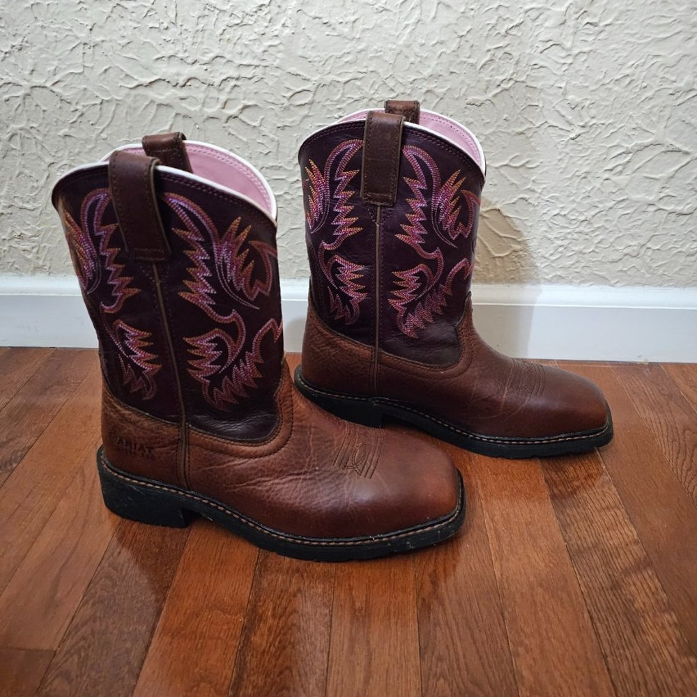 NWOT Ariat Women's Krista Pull-on Steel Toe Western Cowboy Boot – Dark Tan/Fig